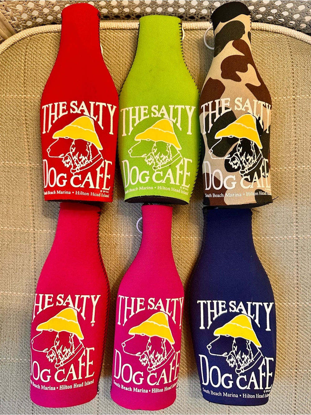 The Salty Dog Café Hilton Head Bottle Koozie Lot of 6 | Neoprene Beer Coolers